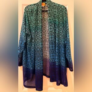 Blue and Black Textured Cardigan - Size 2X